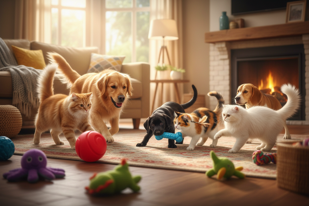 happy pets with tooys