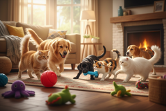 happy pets with tooys