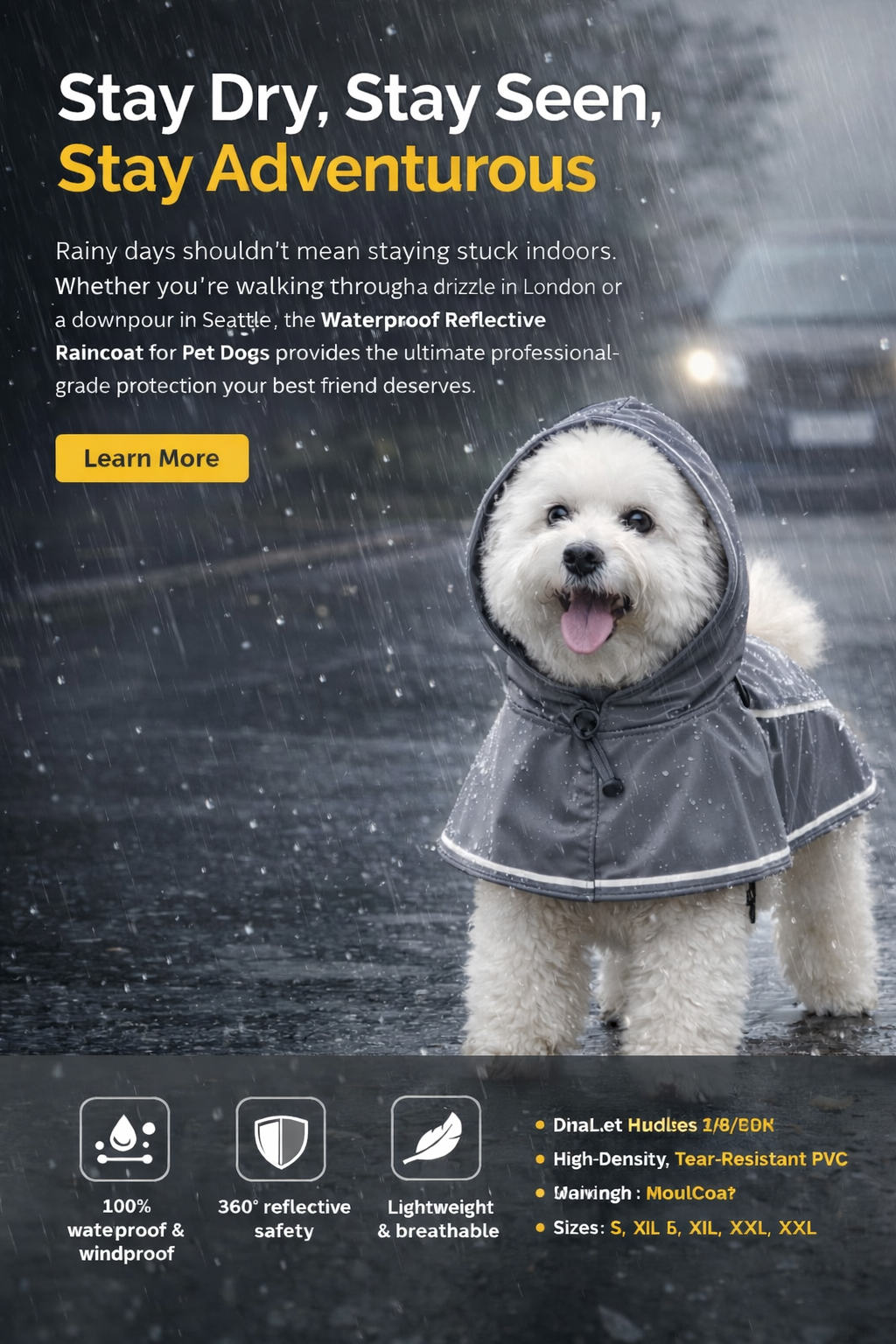 Waterproof Reflective Raincoat for Pet Dogs
